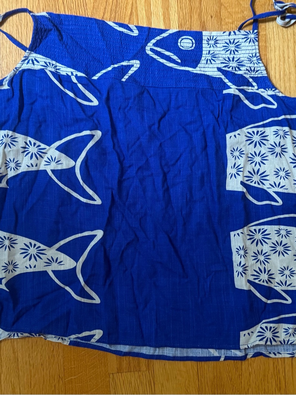 Blue and White Fish Print Tank Top